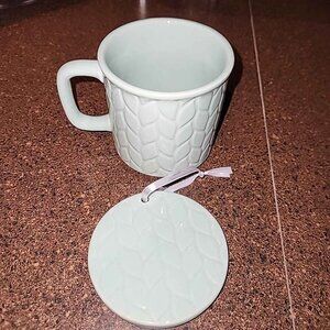 Temptations light green mug and coaster ornament
